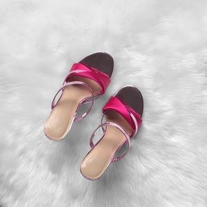 Pink Two-Tone Heeled Mules